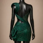 Emerald Sculpt Zigham cocktail dress, back mannequin view