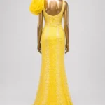 Ozzy Yellow Zigham gown, back mannequin view
